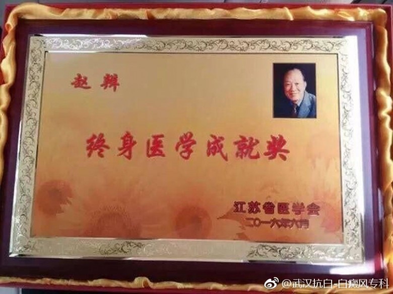 赵辨教授在2016年6月获得“终身医学成就奖”