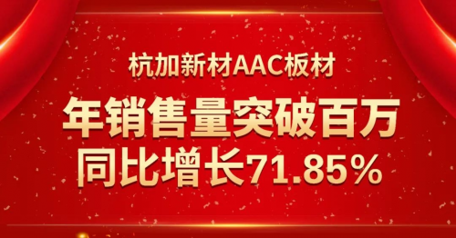 喜报|杭加新材AAC板材年销量突破百万